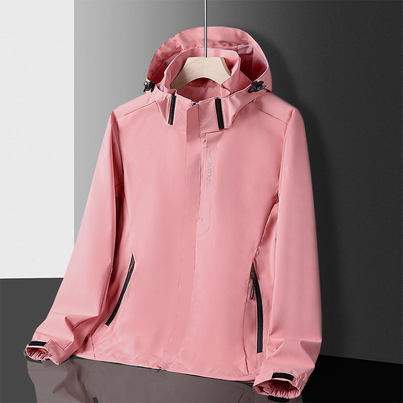 Herren leichter wasserdichter Softshell‑Hoodie mit Kapuze und Tarn‑Hex‑Alloverprint Drune