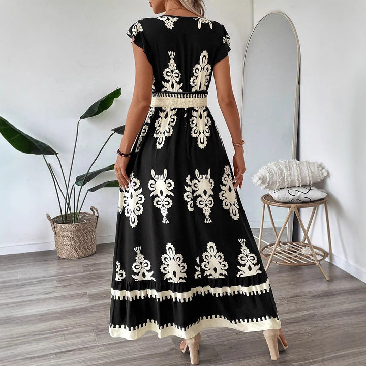 Damen Elegantes Maxikleid mit faszinierendem Musterdruck Drune