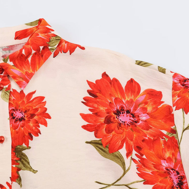 Damen Oversize Viskosebluse mit Blumenprint und Kimonoärmeln Drune