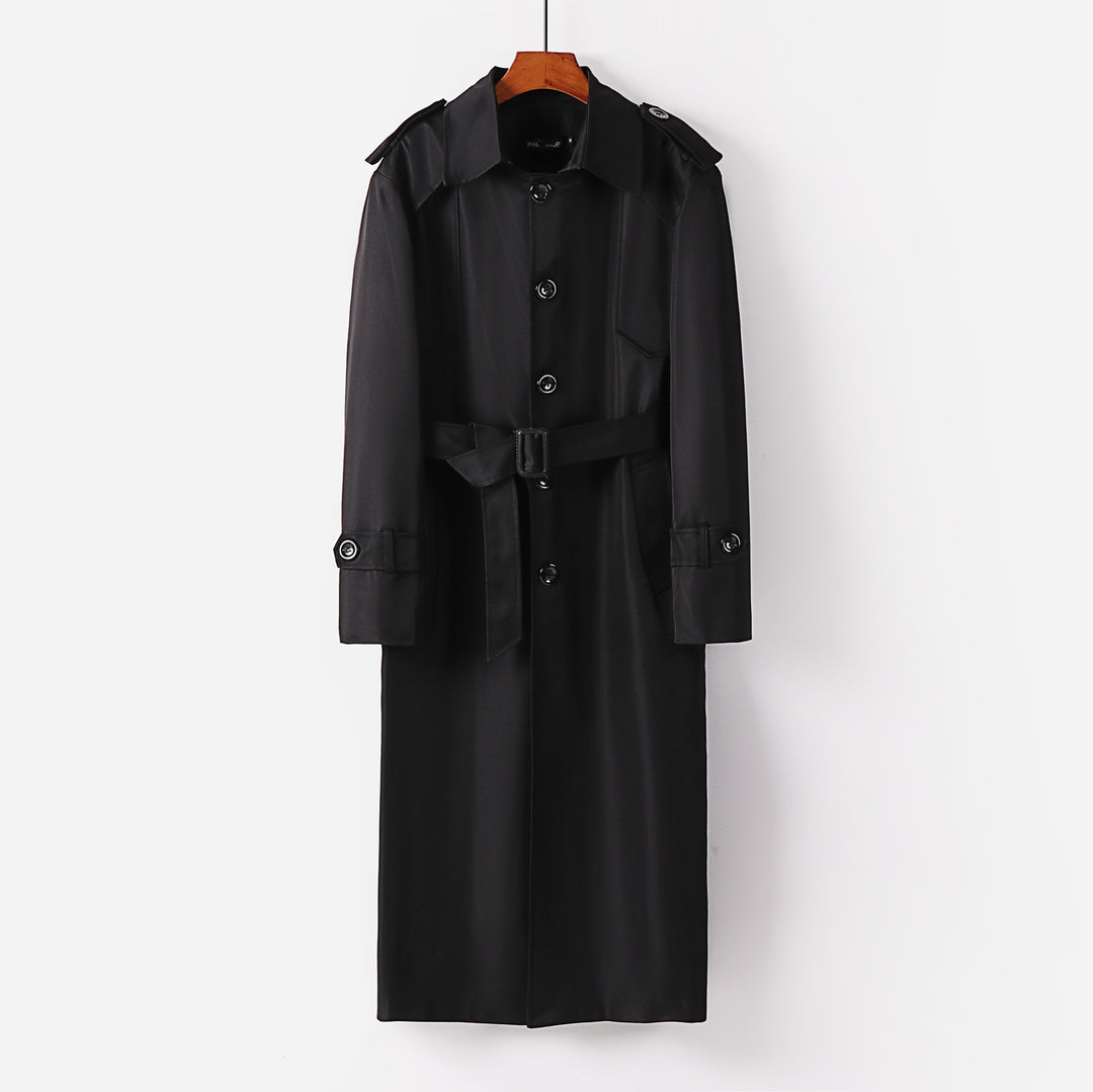 Damen Langer klassischer Trenchcoat mit Schulterpatten, Knopfverschluss und verstellbaren Manschetten Drune