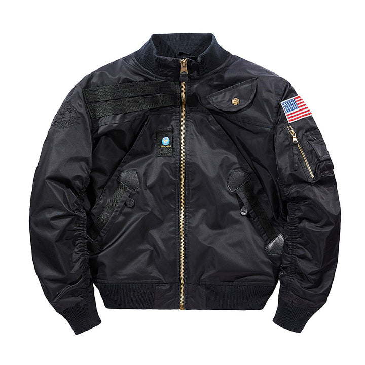 Herren Wattierte Bomberjacke im Pilotendesign mit Utility-Taschen und Rippbündchen Drune