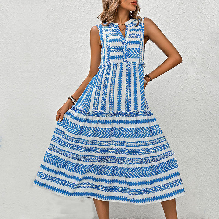 Damen Maxikleid mit floralen Mustern und praktischen Taschen Drune