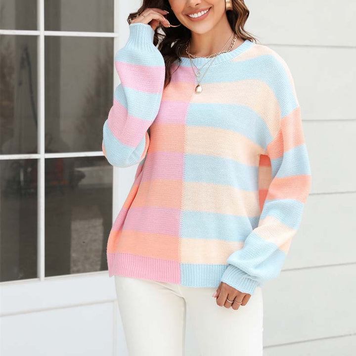 Drune | Farbiger Gestreifter Strickpullover Mit Stil