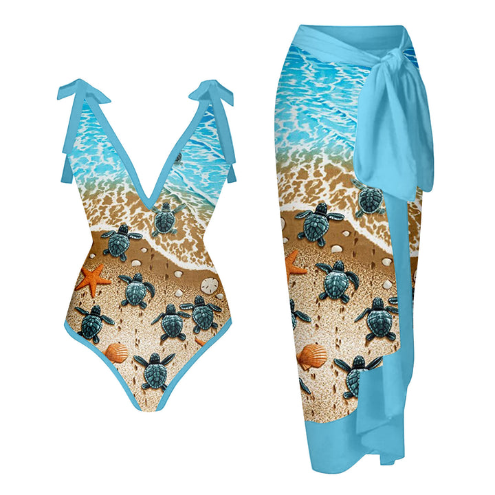 Damen Bademode-Set mit stilvollem Wickelrock Drune