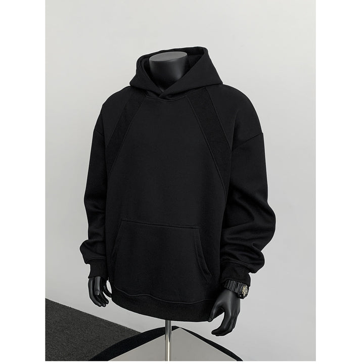 Herren Oversize-Kapuzenpullover mit diagonalem Einsatz und Kängurutasche Drune