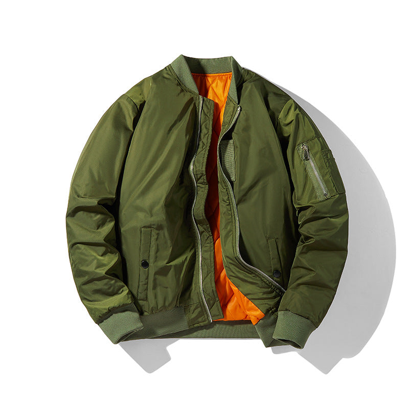 Herren Bomberjacke im Fliegerlook mit kontrastierender Innenfütterung, Ärmel‑Utilitytasche und elastischen Rippbündchen Drune
