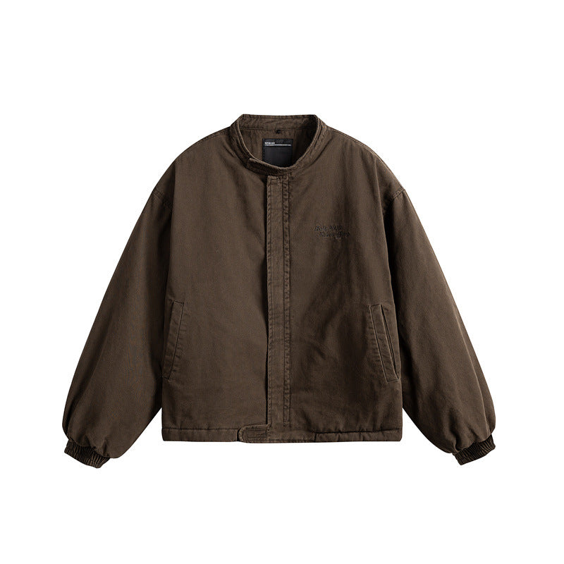 Herren Kurz geschnittener Canvas-Blouson mit Teddykragen und wattierter Thermofütterung Drune