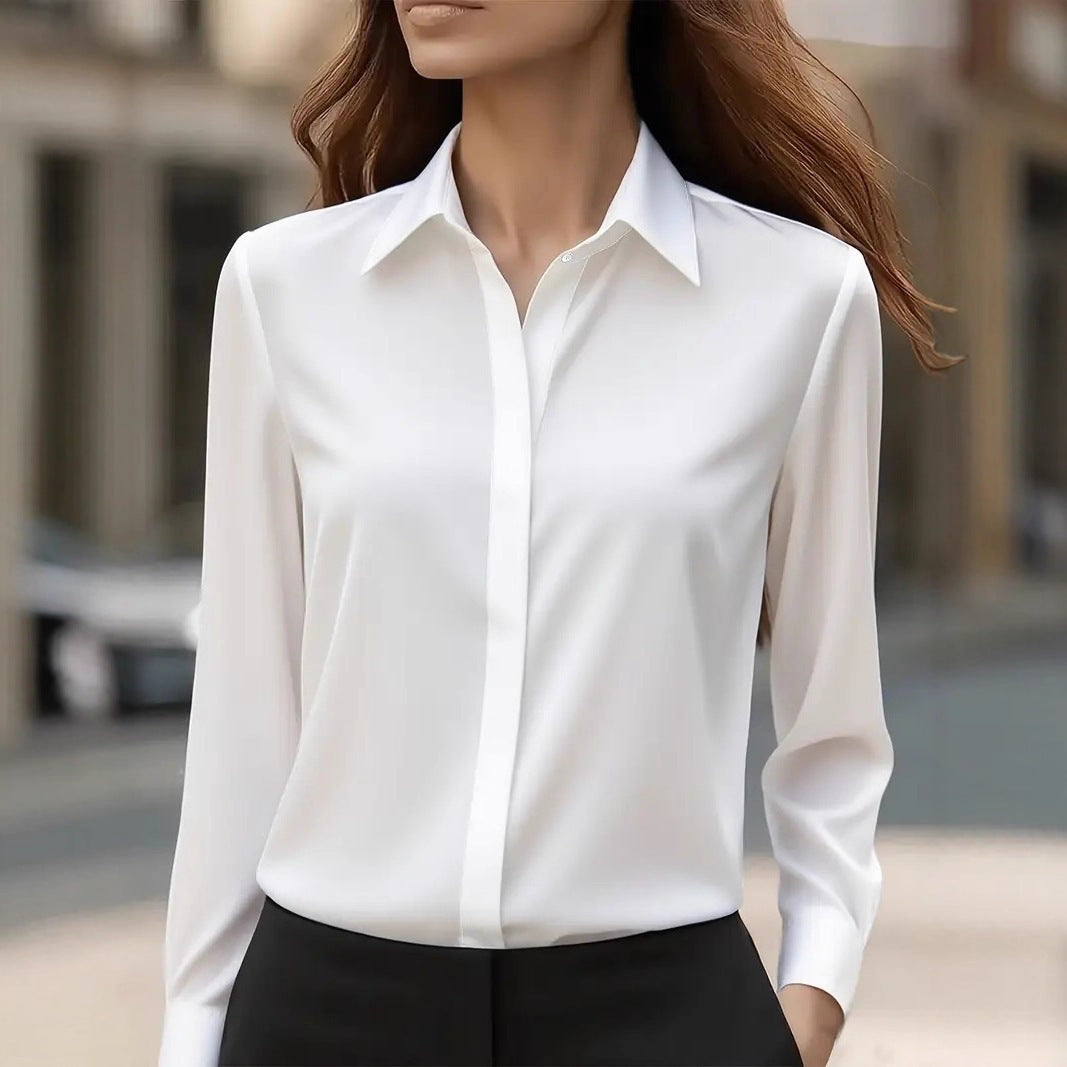 Damen Elegante satiniert Bluse Drune