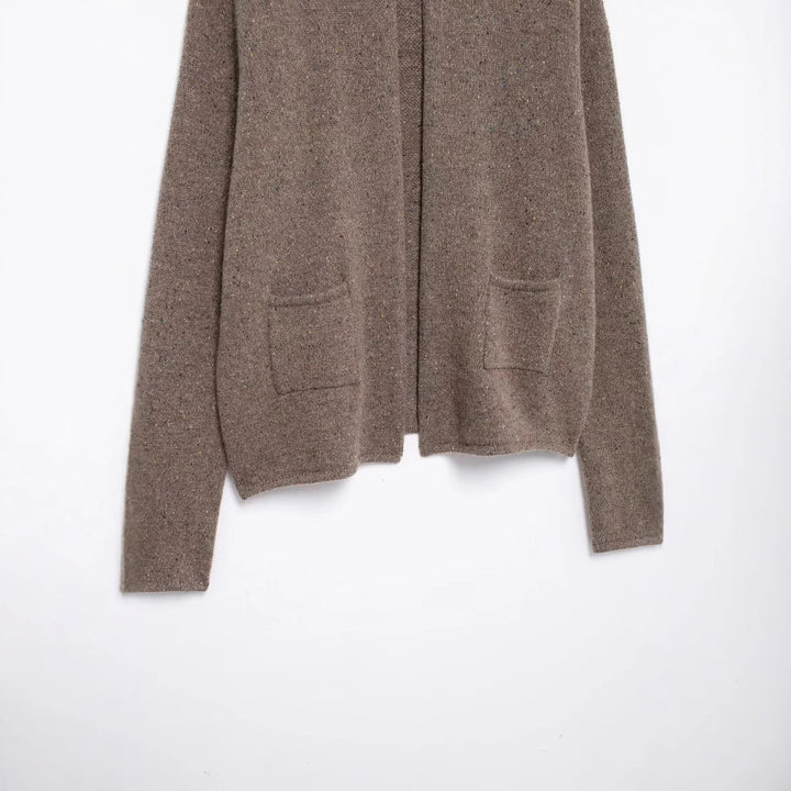 Damen nan offener Strickcardigan mit Stehkragen und aufgesetzten Taschen Drune