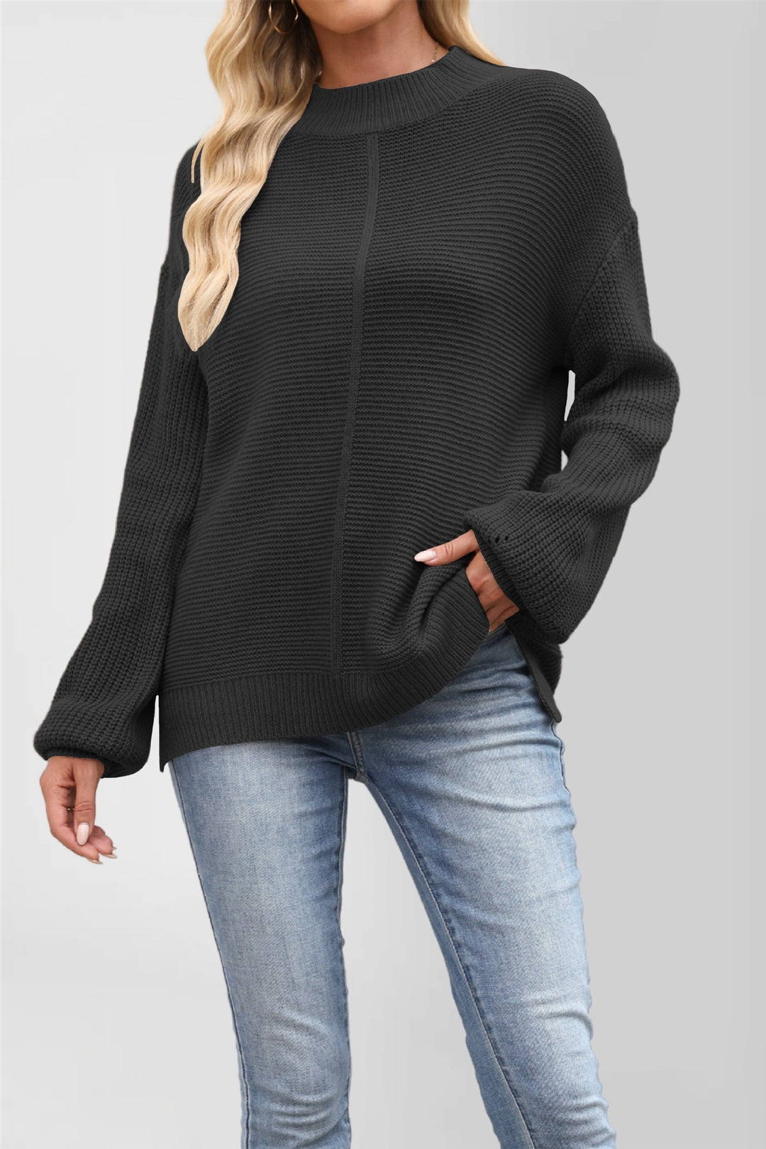 Damen Grobstrickpullover mit überschnittenen Schultern Drune