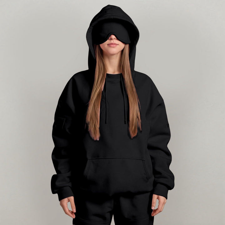 Damen kuscheliger Oversized Hoodie mit integrierter Augenmaske Drune