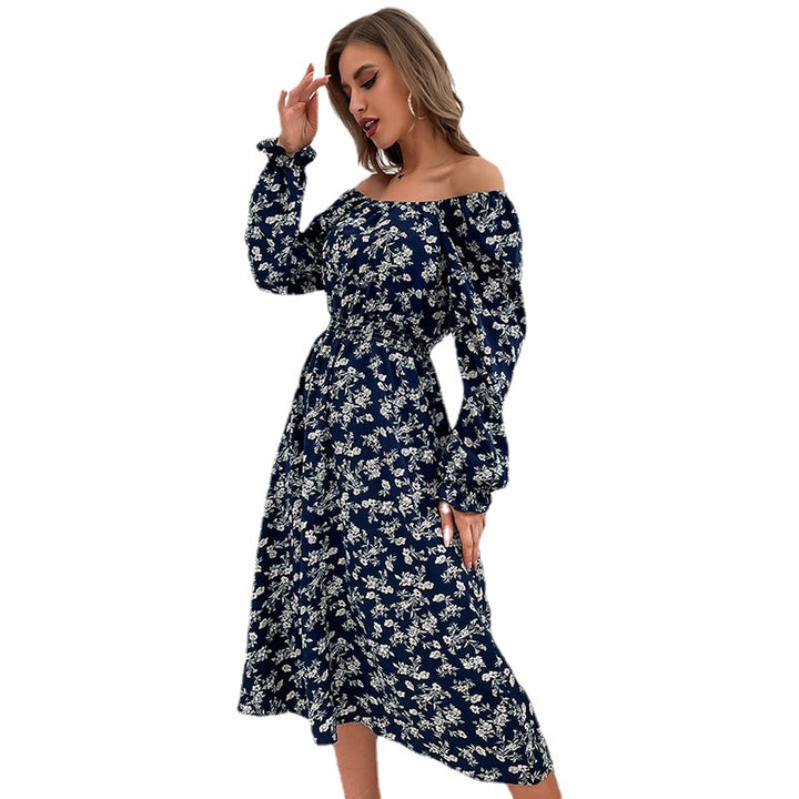 Damen Schulterfreies Midikleid mit elastischem Taillenbündchen und floralem Alloverprint Drune