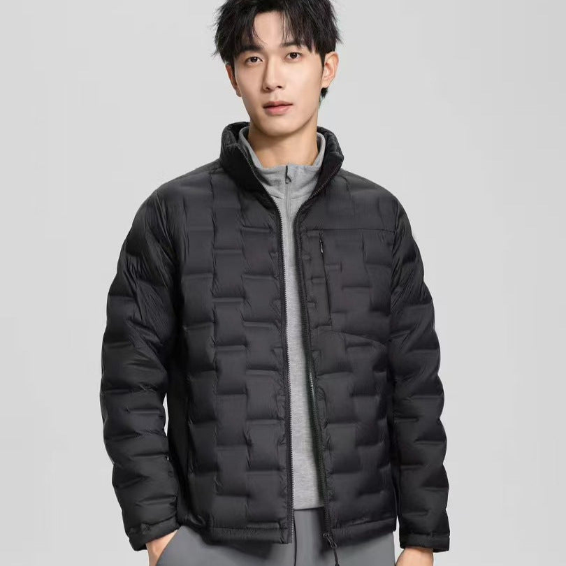 Herren leichte gesteppte Thermo-Daunenjacke mit Stehkragen und Brusttasche Drune