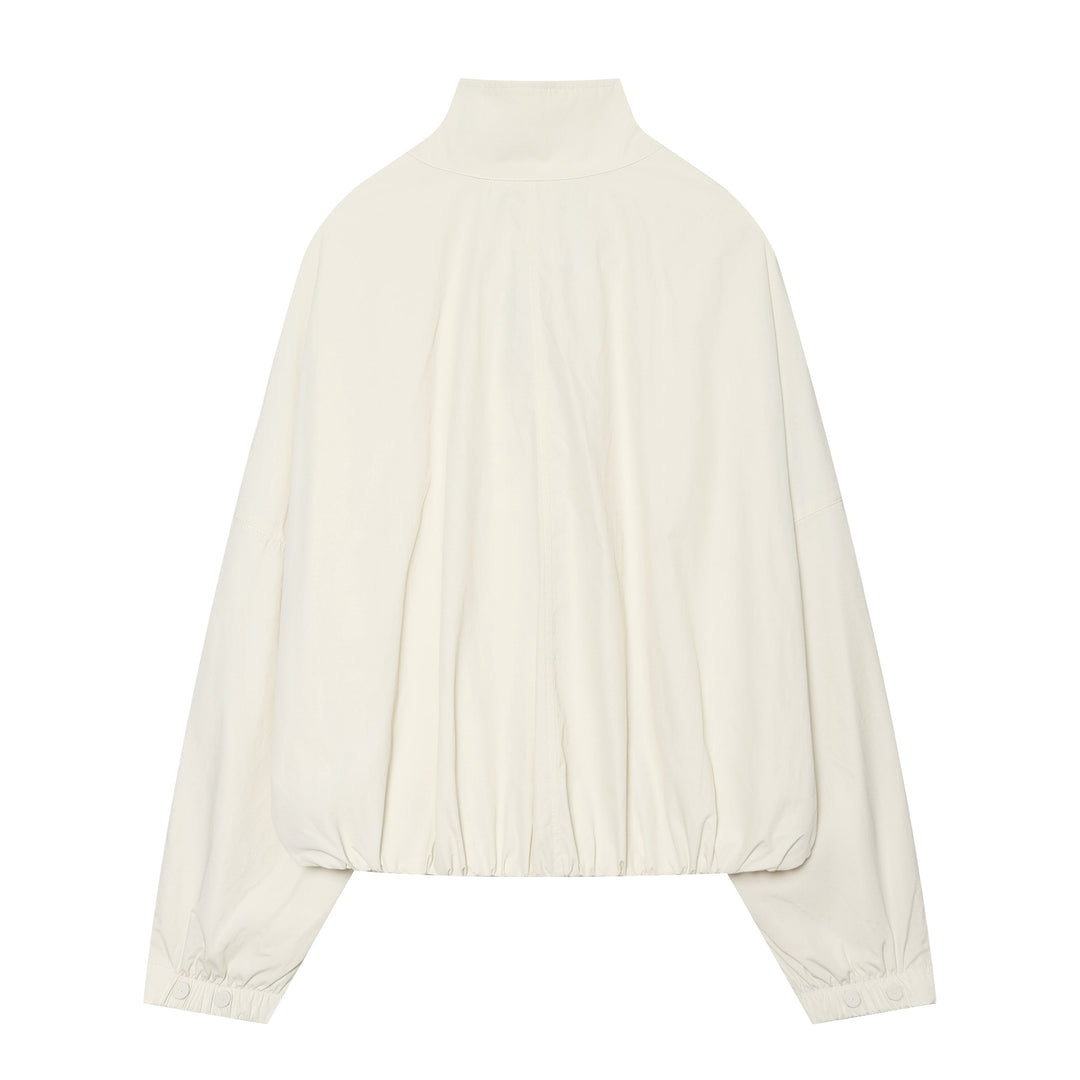 Damen Cropped Blousonjacke mit hohem Stehkragen, durchgehender Knopfleiste und elastischem Saum Drune