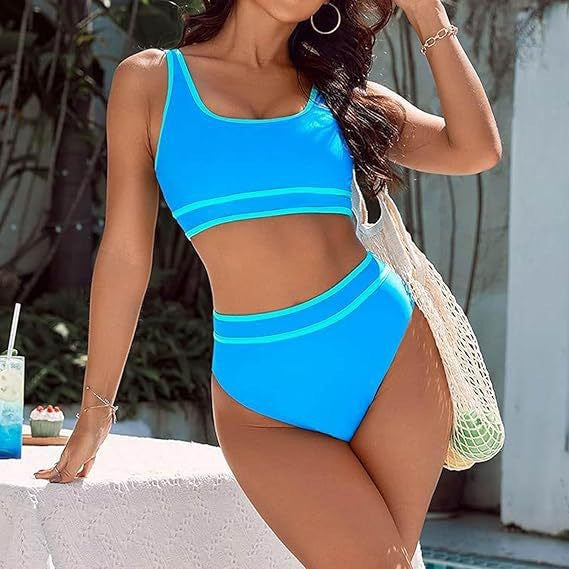 Damen Sportives Bikini-Set mit hohem Bund Drune