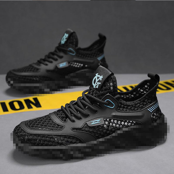 Herren Atmungsaktiver Mesh-Freizeitsneaker mit strukturierter Wellen-Plateausohle Drune