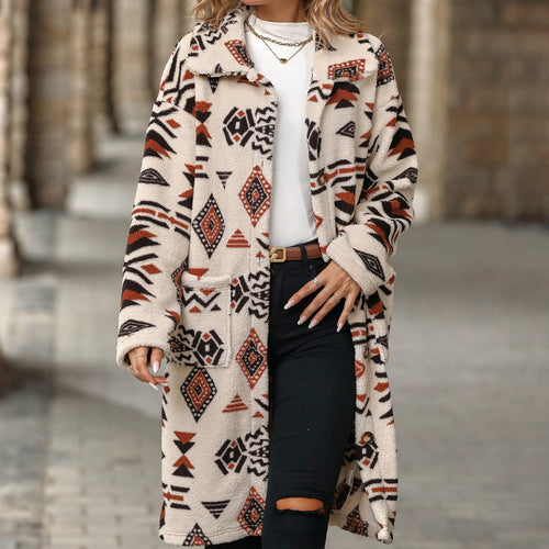 Damen Fleecejacke mit ethnischem Muster Drune