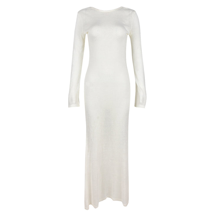 Damen Strick-Maxikleid mit langen Ärmeln und figurbetonendem Schnitt Drune