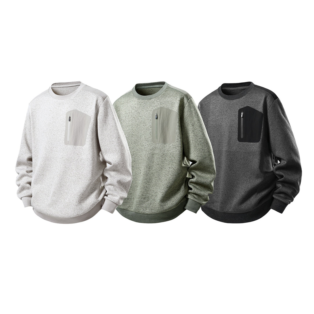 Herren Relaxed-Fit Struktursweatshirt mit Reißverschluss-Brusttasche Drune