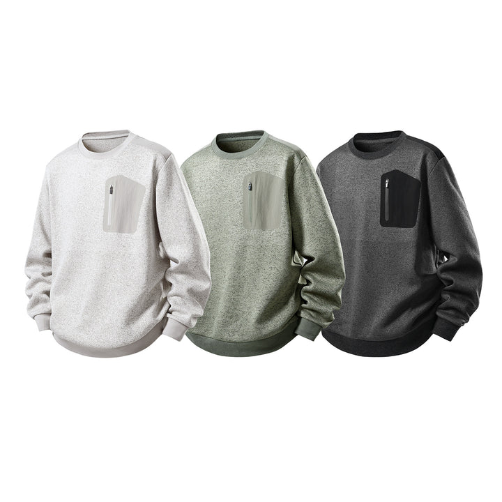 Herren Relaxed-Fit Struktursweatshirt mit Reißverschluss-Brusttasche Drune