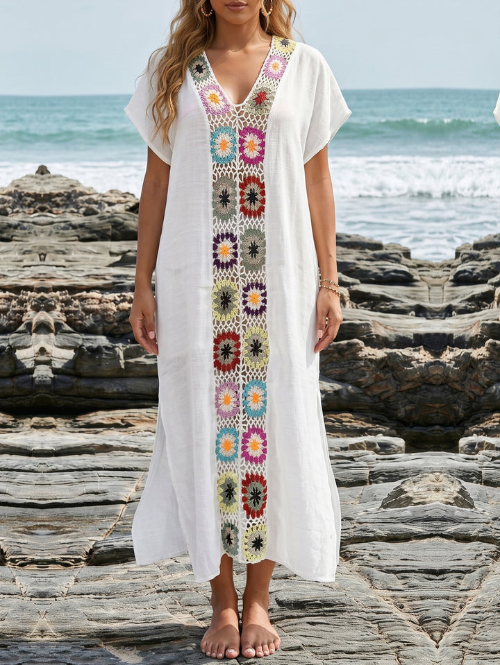 Damen Häkel-Strandkimono mit floralem Patchwork-Design Drune