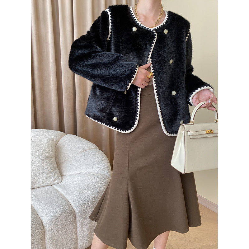 Damen Fleecejacke mit dekorativen Knopfdetails Drune
