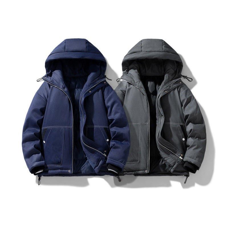 Herren urbaner Kapuzen-Insulated Overshirt mit gesteppter Thermofüllung und Kontrastnähten Drune