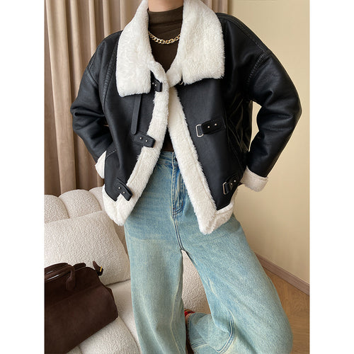 Damen Fleecegefütterte Lederjacke Drune