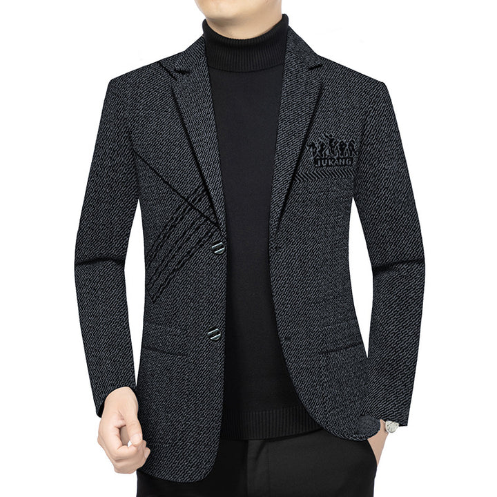 Herren Taillierter Strickblazer im Bouclé-Look mit aufgesetzten Taschen Drune