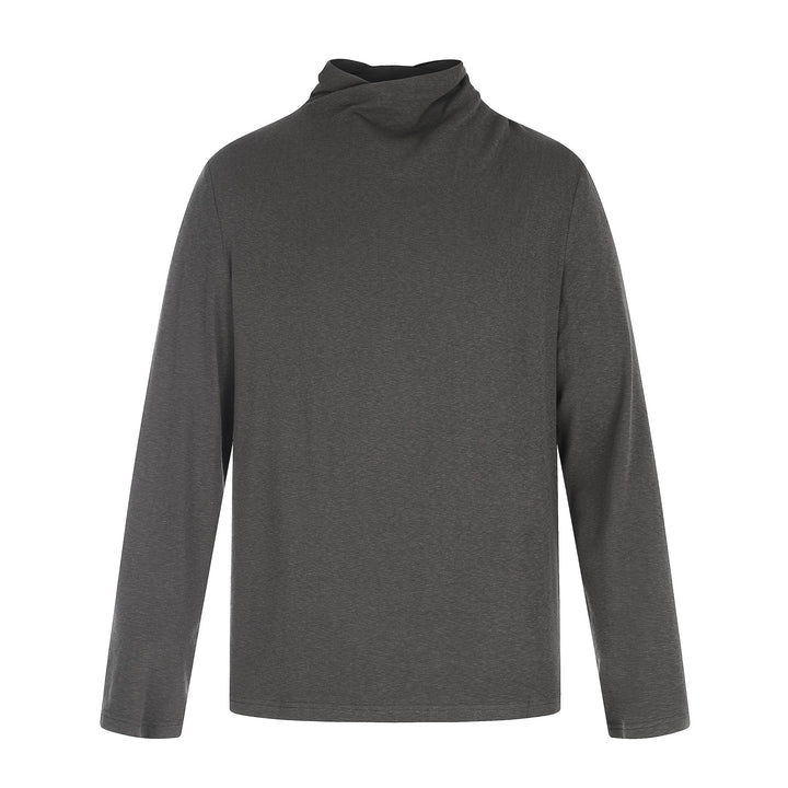 Damen Feines Baumwoll-Longsleeve mit gedrehtem Stehkragen und schmaler Silhouette Drune