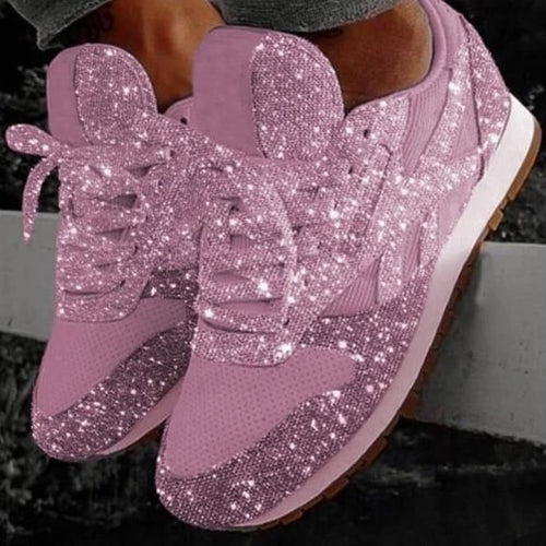 Damen nan glitzernde Sneaker mit kristallbesetzter Oberfläche, gepolstertem Komfortfußbett und rutschfester Gummisohle Drune