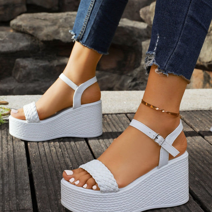 Damen Plateau-Sandalen mit geflochtenem Riemendesign Drune