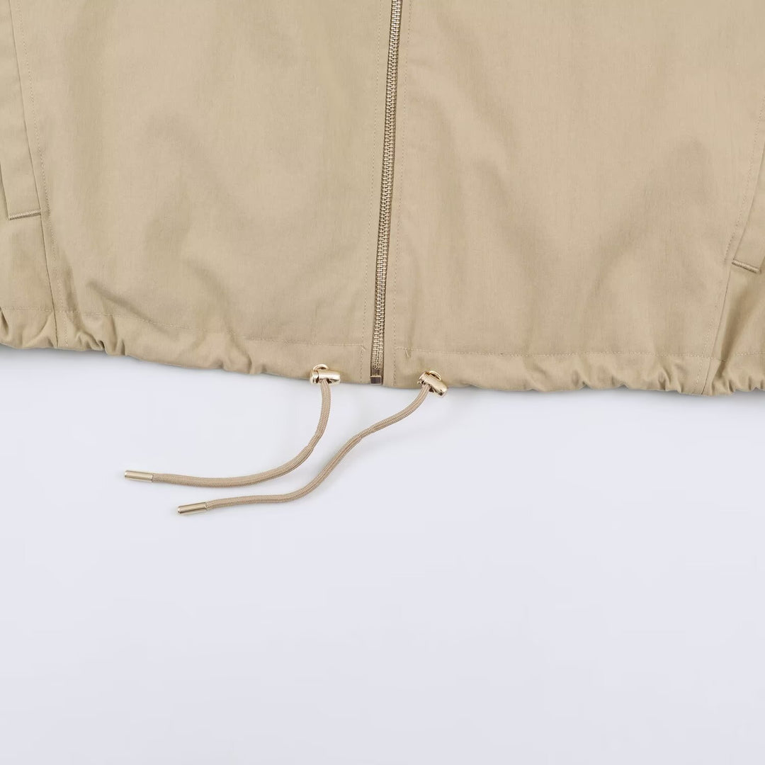 Damen Leichte Kapuzenjacke im Cropped-Oversize-Schnitt mit Tunnelzugsaum und verdecktem Reißverschluss Drune