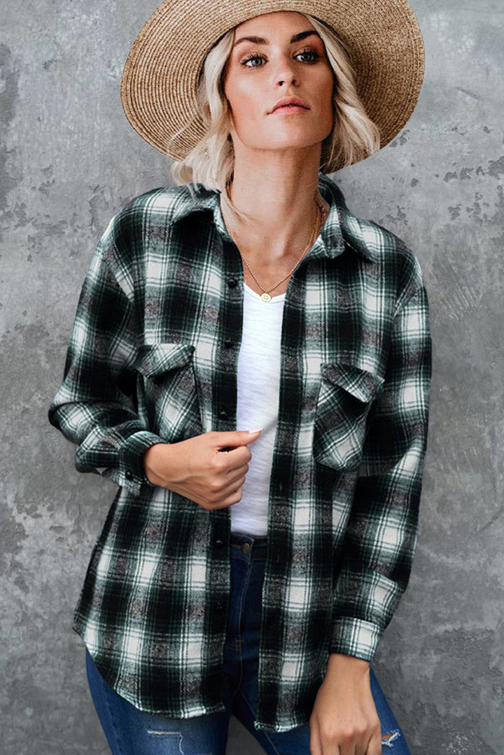 Damen Karo-Hemdjacke aus weichem Flanell mit praktischen Taschen Drune