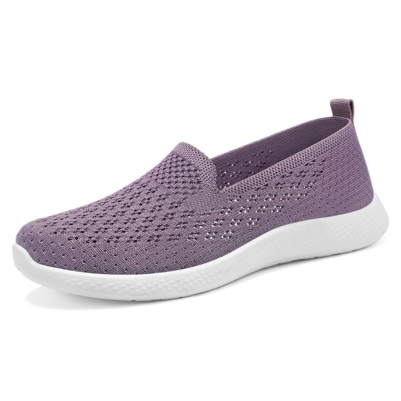 Damen nan nahtloser Strick-Slipper mit perforierter Luftnetzstruktur, ergonomischem Memory-Fußbett und leichter EVA-Dämpfung Drune