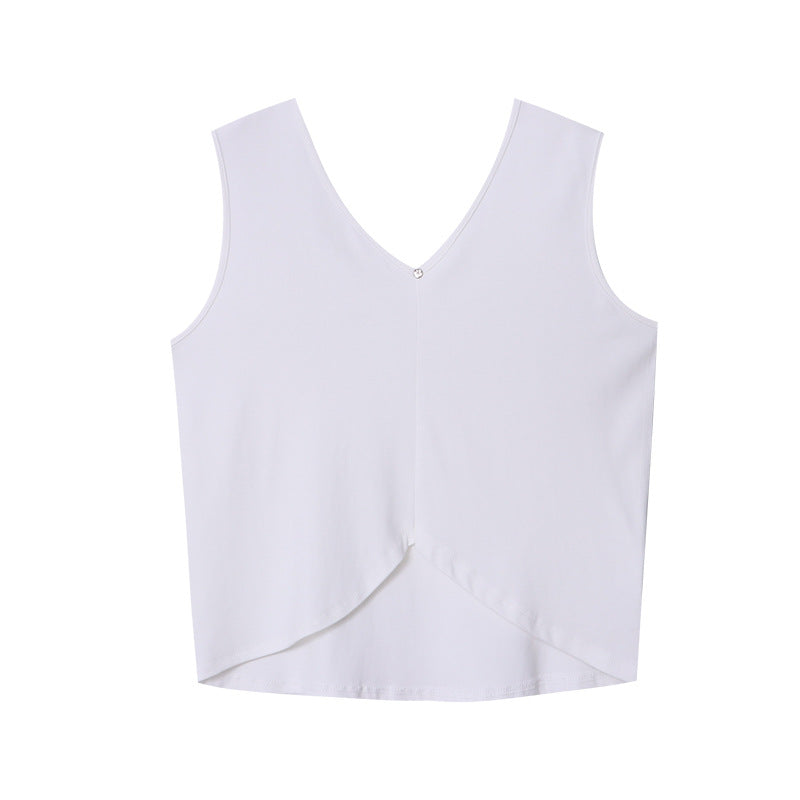 Damen elegantes V-Ausschnitt Top mit schwingendem Midirock Drune