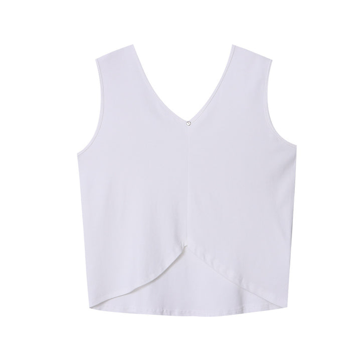 Damen elegantes V-Ausschnitt Top mit schwingendem Midirock Drune