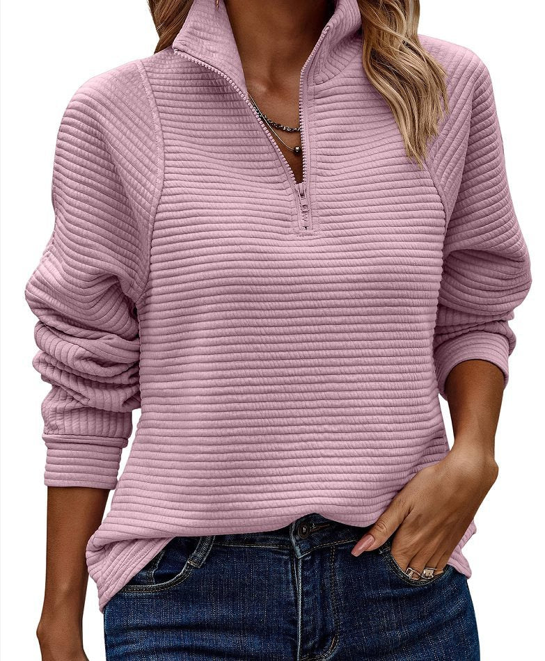 Damen Stepp-Pullover mit kurzem Reißverschluss und lässigem Schnitt Drune