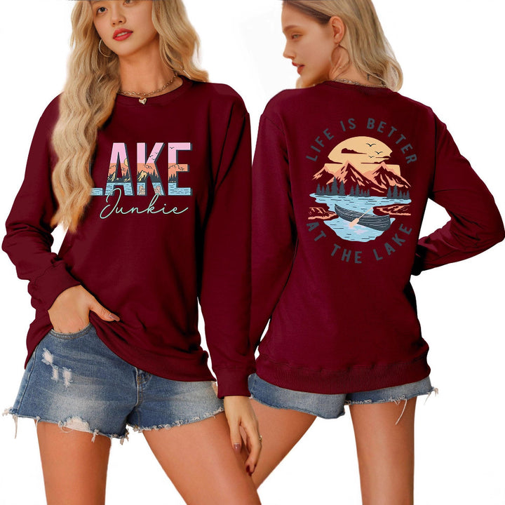 Damen Langarmshirt mit kreativem Lake-Motiv und lässiger Passform Drune