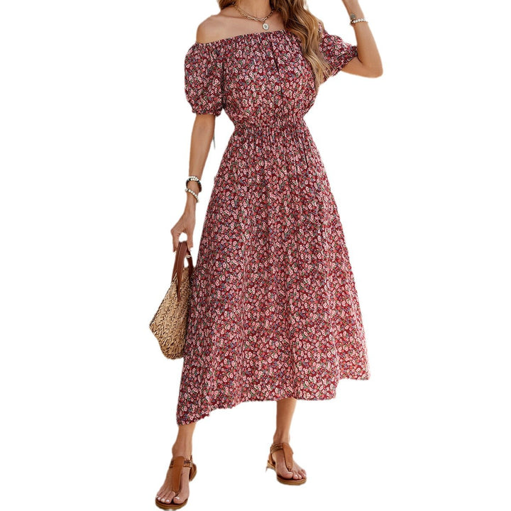 Damen Off-Shoulder Maxi-Kleid mit floralen Akzenten Drune
