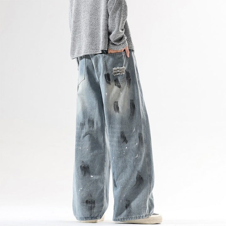 Herren Extraweite Baggy-Jeans im Vintage-Used-Look mit Distressed-Details Drune