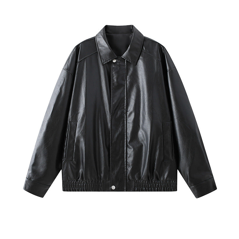 Herren elegante Kunstlederjacke mit elastischem Bund Drune
