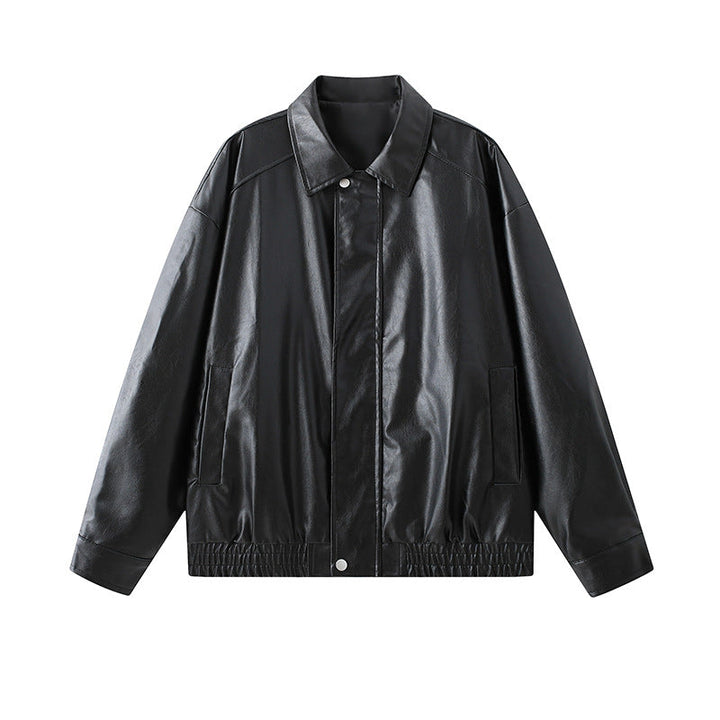 Herren elegante Kunstlederjacke mit elastischem Bund Drune