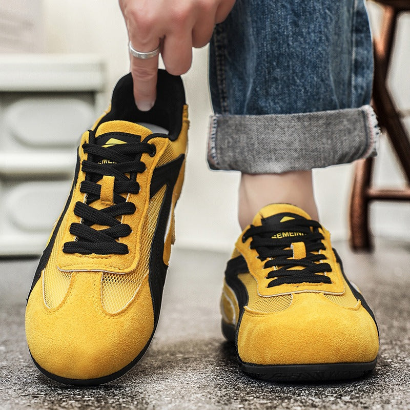 Damen retro-angehauchte Veloursleder-Sneaker mit atmungsaktivem Mesh-Einsatz und rutschfester Gummilaufsohle Drune