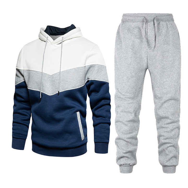 Herren nan athleisure-Set mit Chevron-Kapuze, fleecegefüttertem Pullover und schmal zulaufender Jogginghose Drune