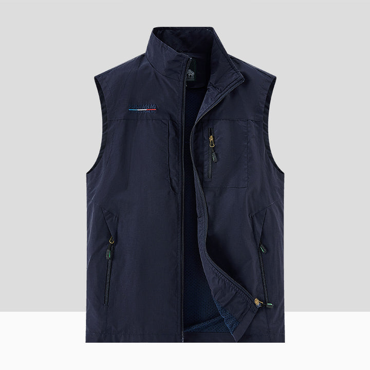 Herren Leichte Atmungsaktive Outdoor-Softshellweste mit Mesh-Innenfutter und Mehrfach-Reißverschlusstaschen Drune