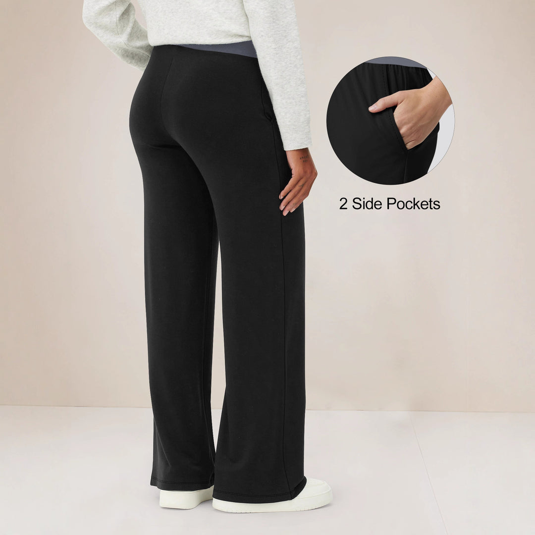 Damen Weite Komfort-Loungehose mit hohem Softbund und Seitentaschen Drune