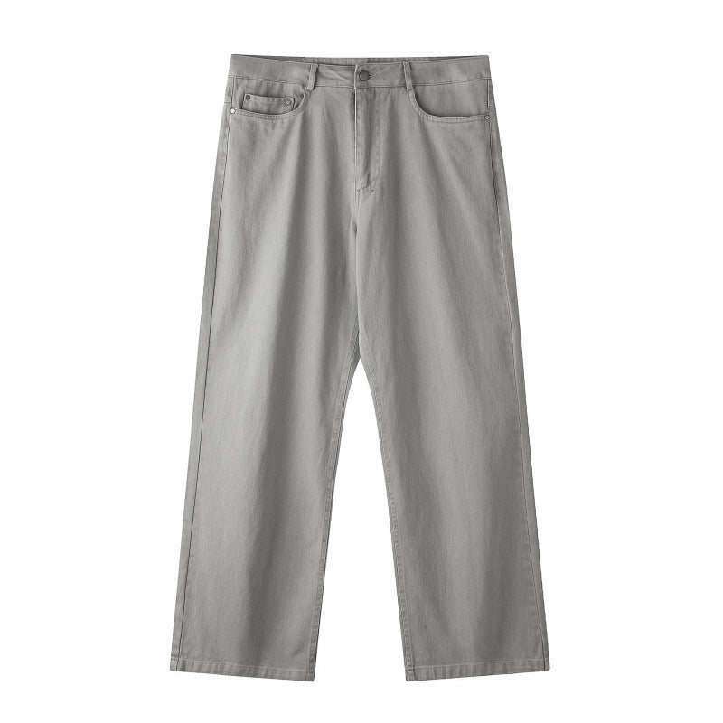 Herren Weite gerade geschnittene Denim-Jeans mit hoher Leibhöhe und Five-Pocket-Design Drune