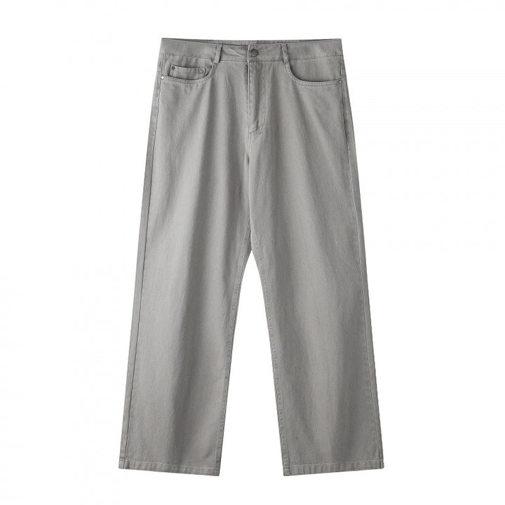 Herren Weite gerade geschnittene Denim-Jeans mit hoher Leibhöhe und Five-Pocket-Design Drune