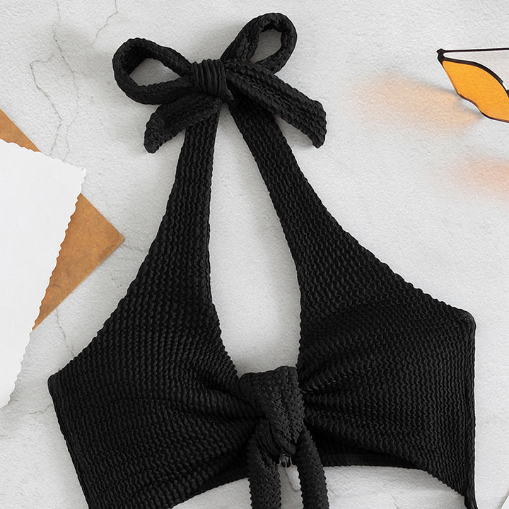Damen Cut-Out Einteiler Badeanzug mit Knoten-Detail Drune